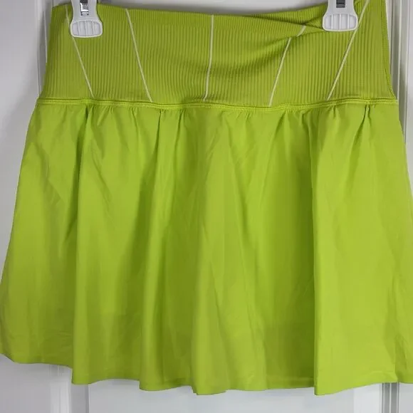 Aerie OFFLINE Tennis Skort Neon Green Ribbed Waist Athletic Skirt Size L  active - Picture 2 of 16